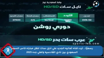 رسميًا.. تردد قناة ثمانية الجديد على نايل سات لنقل مباراة كأس السوبر السعودي بين نادي القادسية وأهلي جدة 2025